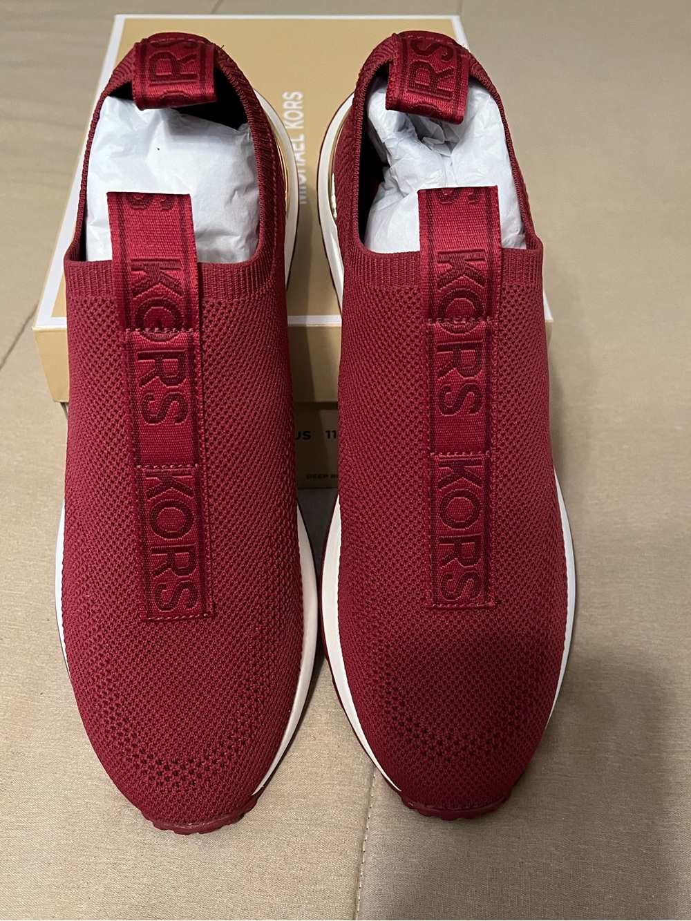 Michael Kors Knit Slip-On Sneakers - Deep Red